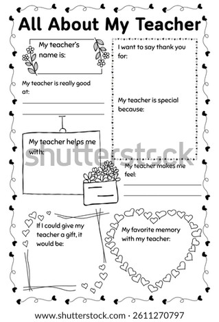 This fun “All About My Teacher” printable lets kids share sweet thoughts about their teacher! A perfect teacher appreciation or end-of-year writing gift from students to show gratitude.