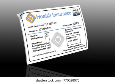 This Is A Generic, Mock, Health Insurance Card From An Employer Sponsored Health Care Plan.