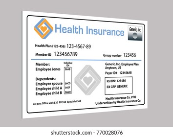 This Is A Generic, Mock, Health Insurance Card From An Employer Sponsored Health Care Plan.