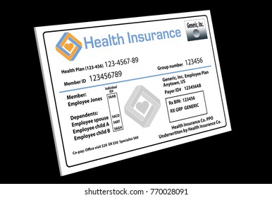 This Is A Generic, Mock, Health Insurance Card From An Employer Sponsored Health Care Plan.