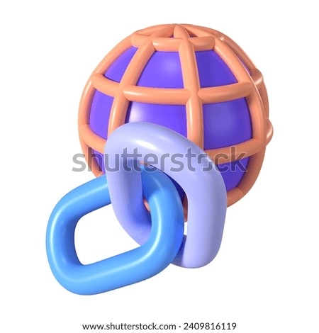 This is a Hyperlink 3D Render Illustration Icon. High-resolution JPG file isolated on a white background.