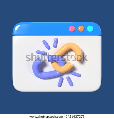 This is a Hyperlink 3D Render Illustration Icon. High-resolution JPG file isolated on a blue background.