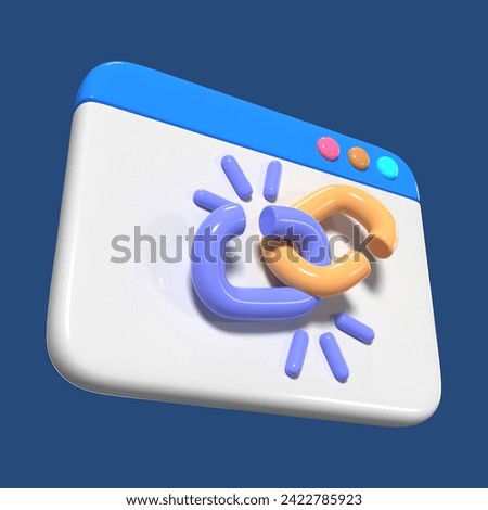 This is a Hyperlink 3D Render Illustration Icon. High-resolution JPG file isolated on a blue background.