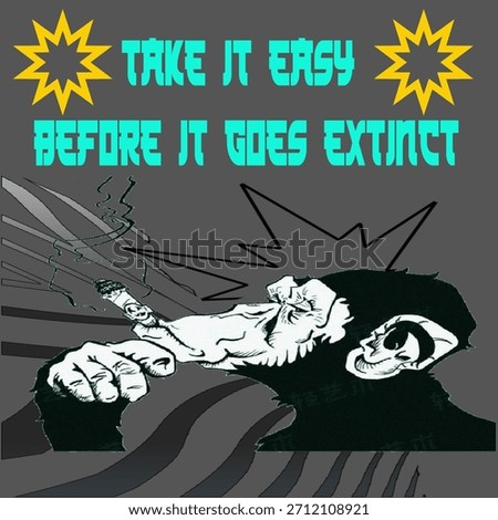 This illustration features a provocative visual fusion of a smoking gorilla and a human face fused inside its head.