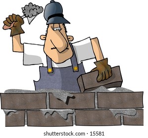 This illustration that I created depicts a man laying brick.