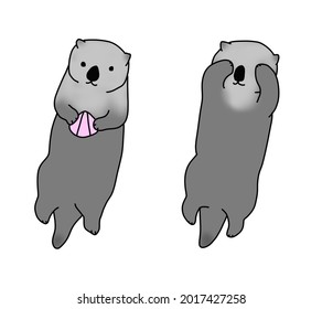 This Is An Illustration Of Two Sea Otters.