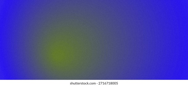 This image is an abstract background that showcases a smooth gradient transitioning from a deep blue to a lighter, almost purple hue. A subtle spotlight of yellow or lime green emanates from the left side, creating a focal point against the predominantly blue canvas. The entire image is overlaid with a fine, grainy texture, giving it a slightly retro or artistic feel. The combination of colors and texture makes it suitable for a variety of design applications requiring a modern and evocative backdrop.
