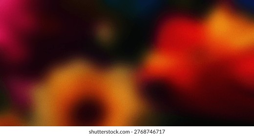 This image is a close-up abstract composition dominated by fiery hues of orange and red. Warm yellows and deep dark tones create a rich, textured gradient. The soft blur and out-of-focus elements lend an artistic and atmospheric quality, suggesting a glowing or intense visual experience. The smooth blending of colors makes it a compelling backdrop for design work.