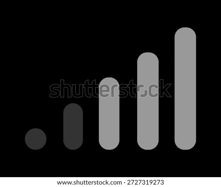 This image depicts three grey signal bars alongside two darker ones, signifying a moderate network connection. It's suitable for representing average mobile service or reasonable internet reception status.