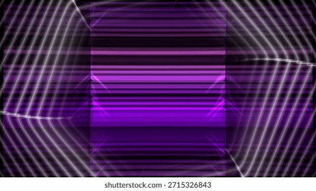 This image features an abstract, symmetrical tunnel with a vibrant purple hue. The tunnel is composed of multiple layers of geometric shapes, primarily squares and rectangles, creating a sense of depth and dimension. The background is dark, enhancing the contrast and making the purple shapes stand out prominently. The overall effect is mesmerizing and evokes a futuristic, otherworldly atmosphere.