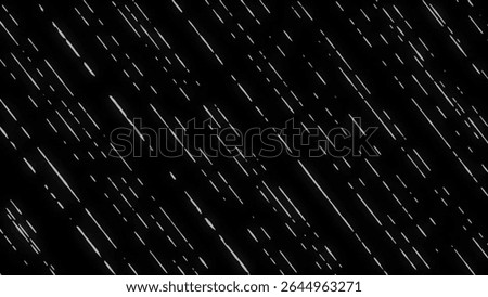 This image features a black background with diagonal white lines of varying lengths, creating an abstract effect reminiscent of rain or falling