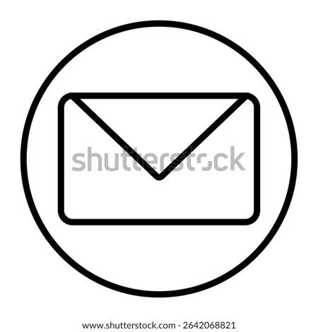 This image features a black email icon round with a black envelope symbol in the center. It’s commonly used to represent email, contact, or messaging, ideal for web, app, and digital interface designs