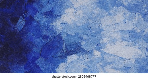 This image features a blue abstract paint texture created with visible brushstrokes and varying tonal depth. The paint appears layered and textured.