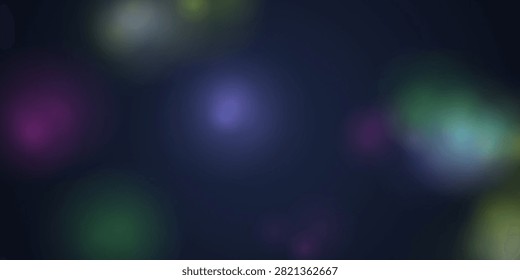 This image features a blurred background composed of spherical particles with gradients of purple green and blue. The effect creates a