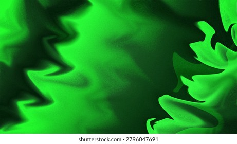 This image features a bright green abstract background with wavy patterns and dark shadows, creating a dynamic and eye-catching visual effect with a mix of light and dark green hues