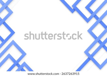 This image features a clean white background with blue geometric frames diagonally aligned, creating a dynamic, modern look.