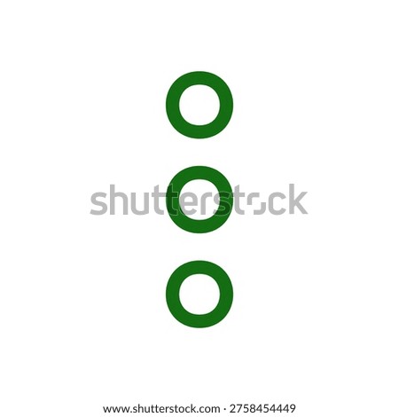 This image features three green O-rings arranged vertically, isolated on a clean white background, suitable for industrial or technical applications.