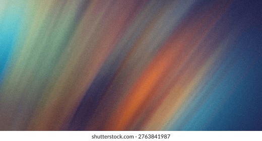 This image presents a vibrant multicolored abstract composition with a dynamic gradient and texture, featuring a mix of blue, orange, and purple hues in a captivating visual arrangement