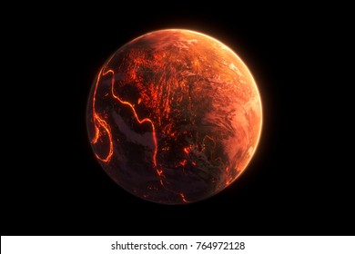 This Image Represent A Generic Lava Planet Or Earth Formation. It Is A Realistic 3d Rendering