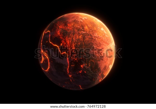この画像は 一般的な溶岩惑星または地球の形成を表します リアルな3dレンダリングです のイラスト素材