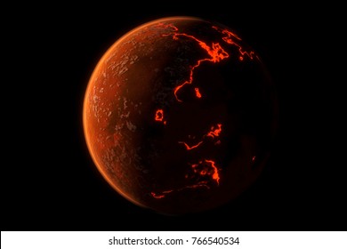 This Image Represent A Generic Volcanic Planet Or Earth Formation. It Is A Realistic 3d Rendering