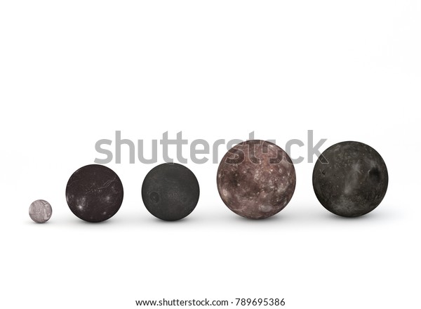 This image represents the\
size comparison between the moons of Uranus in a precise scientific\
3D design.
