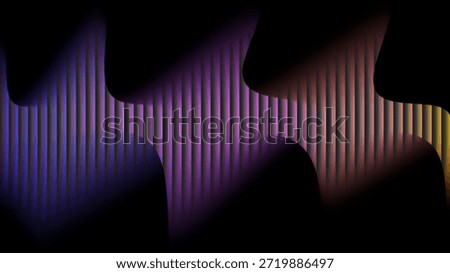This image showcases an abstract display of neon light patterns. The lights create a mesmerizing visual effect with vertical lines emitting a gradient of colors, transitioning from blue to purple and finally to yellow. The dark background accentuates the vibrant colors, giving the image a futuristic and dynamic feel.