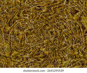 This image showcases a captivating abstract texture featuring a swirling, marbled pattern in shades of gold and brown. The background is overlaid with a network of fine, white crackle lines, creatin