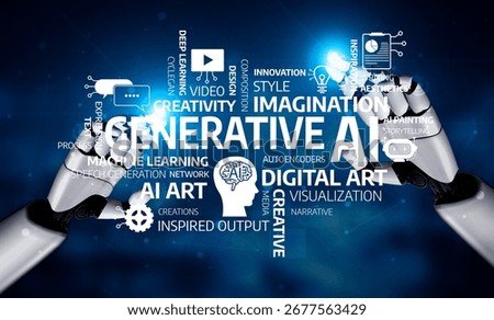 This image showcases the concept of generative AI with robotic hands, emphasizing creativity, technology, and innovation in digital art and design. Tessel