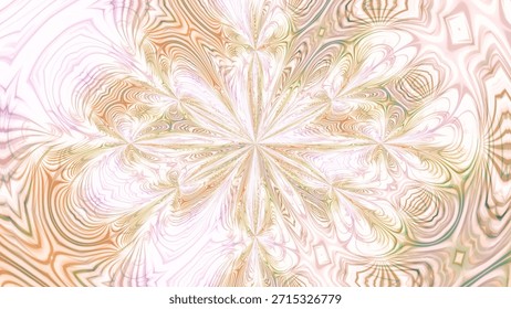This image showcases a mesmerizing display of abstract swirling patterns in soft pastel colors. The design features intricate, symmetrical shapes that create a sense of harmony and balance. The predominant colors are light pink, peach, and green, which blend seamlessly together, evoking a calm and soothing atmosphere. The delicate lines and curves give the image a dreamy, ethereal quality, making it a captivating piece of digital art.