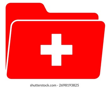 This image showcases a red folder with a plus sign, ideal for representing concepts like new files, additions, or medical records in a visually impactful manner.