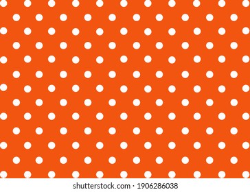 This Image Shows White Dot Polka Design With Orange Background Illustration.