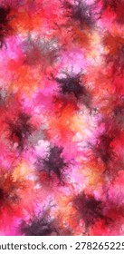 This intense and captivating vertical abstract composition showcases a dramatic explosion of color and organic texture, heavily simulating a wet-on-wet watercolor technique or alcohol ink bleed on heavy-grain paper to create a powerful emotional impact. The visual field is entirely consumed by an intricate network of branching, fractal-like formations that mimic natural patterns such as frost, lightning, or microscopic nerve pathways. The palette is dominated by a passionate range of fiery and deep tones, where brilliant shades of magenta, hot pink, and scarlet red form a vibrant, undulating background. Against this luminous canvas, dark clusters of deep plum, maroon, and almost-black charcoal pigments bloom dramatically, spreading outward in vein-like tendrils that pierce into the lighter colors. In several areas, a warm undertone of soft peach and tangerine orange peeks through, providing a necessary warmth and contrast to the cooler pinks and dark, moody purples. The texture is exceptionally pronounced, with a visible coarse grain that catches the light and dark pigments differently, making the darker areas look dense and velvety while the lighter sections appear to glow from within. There are no smooth gradients here; instead, the edges of every color field are jagged, crisp, and hyper-detailed, showcasing the chemical-like reaction of wet pigments pushing against one another on a porous surface. This interplay of intense saturation and intricate crystalline structures gives the entire artwork an atmospheric, almost cosmic energy, evoking images of a swirling nebula, a violent volcanic bloom, or a beautiful macro photograph of crystalline growth under a lens. The sheer density of detail fills every inch of the frame, resulting in a complex, mesmerizing study of fluid dynamics and raw, uncontrolled artistic texture.
