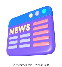 This is a Internet News 3D Render Illustration Icon. High-resolution JPG file isolated on a white background.