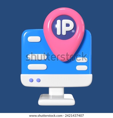 This is a IP Address 3D Render Illustration Icon. High-resolution JPG file isolated on a blue background.