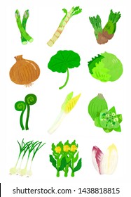 これは日本の春野菜です 家庭料理の具です 野菜と野菜です 日本の食材のイラストです のイラスト素材