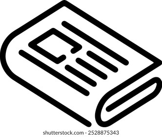 This minimalist black-and-white newspaper or folded document icon features a sleek, modern design with rounded edges and clean lines. The simple yet effective illustration conveys the idea of printed  - Powered by Shutterstock