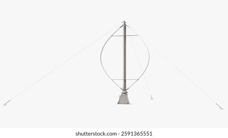 This model features a vertical axis wind turbine, designed with structural support through guy wires, suitable for renewable energy projects.