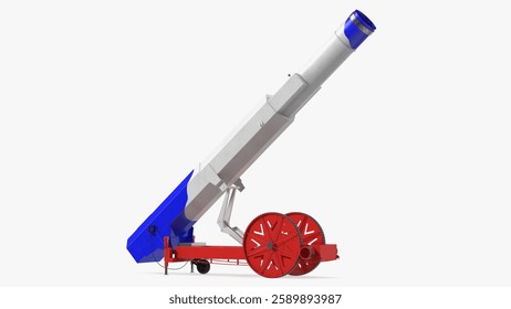 This model features a vibrant circus cannon with distinctive large wheels and a striking barrel angle, perfect for thematic events and performances.