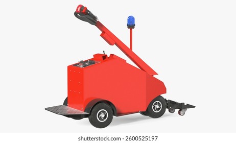 This model represents an industrial towing machine equipped with a handle and durable wheels. Ideal for warehousing or factory use, offering robust handling and maneuverability.