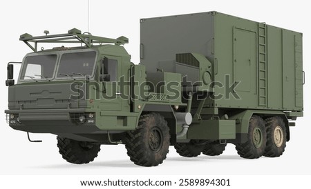 This model represents a rugged mobile command vehicle designed for military and communications purposes. Features robust structure with armored exterior, making it ideal for secure field operations.