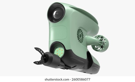 This model represents a state-of-the-art underwater exploration device featuring advanced maneuverability and a versatile robotic arm for various aquatic tasks.