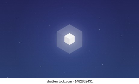 This is a night Abstract wallpaper for Laptop/PC. At the centre is a Tesseract in white. This illustration will look good as a wallpaper for landscape resolution screens.