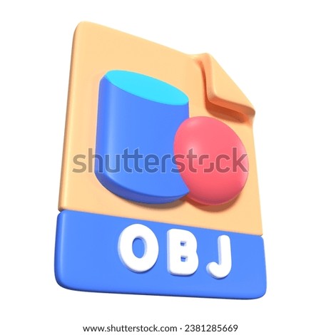 This is OBJ File Extension 3D Render Illustration Icon, high resolution jpg file, isolated on a white background