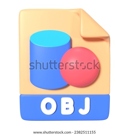 This is OBJ File Extension 3D Render Illustration Icon, high resolution jpg file, isolated on a white background