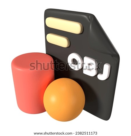This is OBJ File Extension 3D Render Illustration Icon, high resolution jpg file, isolated on a white background
