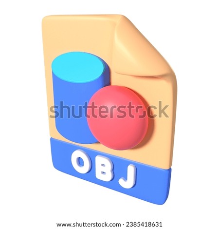 This is OBJ File Extension 3D Render Illustration Icon, high resolution jpg file, isolated on a white background