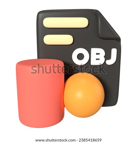 This is OBJ File Extension 3D Render Illustration Icon, high resolution jpg file, isolated on a white background