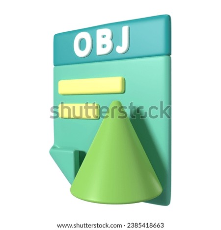 This is OBJ File Extension 3D Render Illustration Icon, high resolution jpg file, isolated on a white background