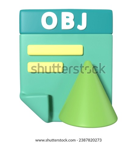 This is OBJ File Extension 3D Render Illustration Icon, high resolution jpg file, isolated on a white background